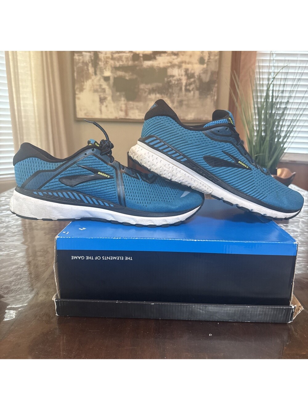 Brooks Adrenaline GTS 20 Blue/Black Mens Low Top Lace-Up Running Sneaker Sz 14
